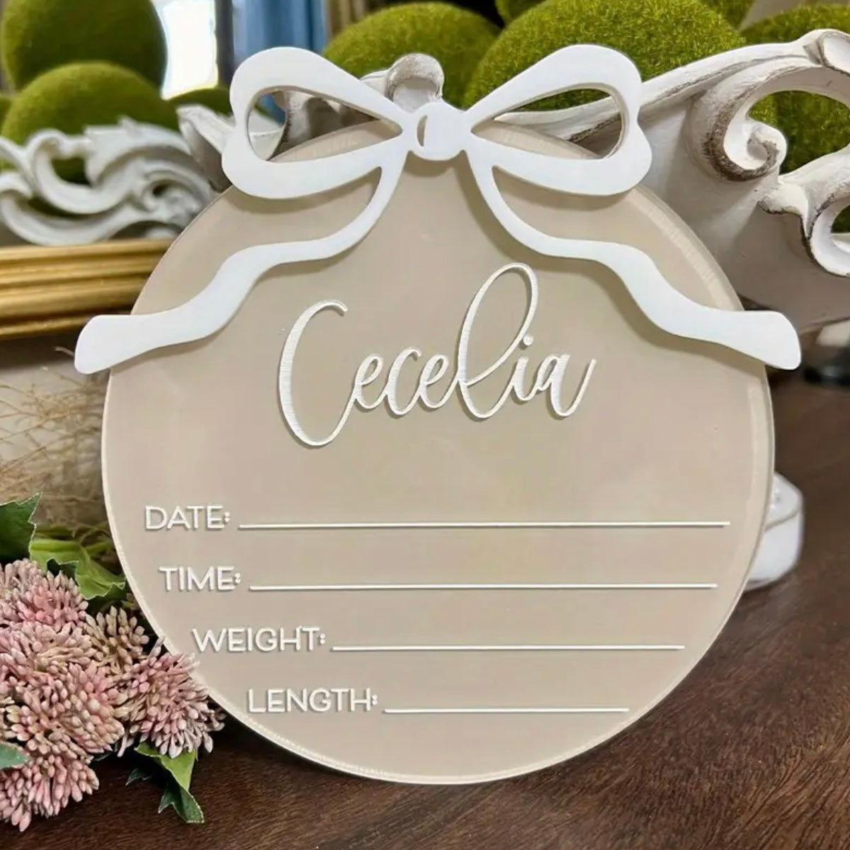 Personalised Bow Tie Birth Announcement Sign