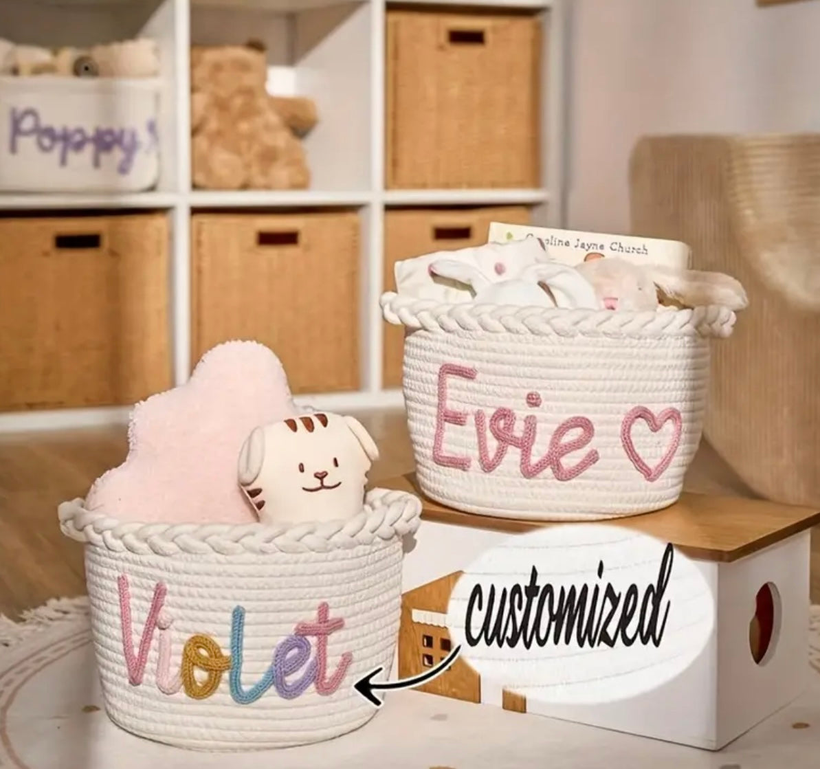 Personalised Baby Name Wicker Basket