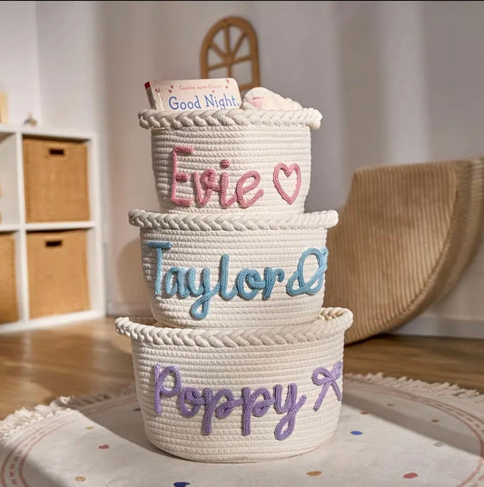 Personalised Baby Name Wicker Basket