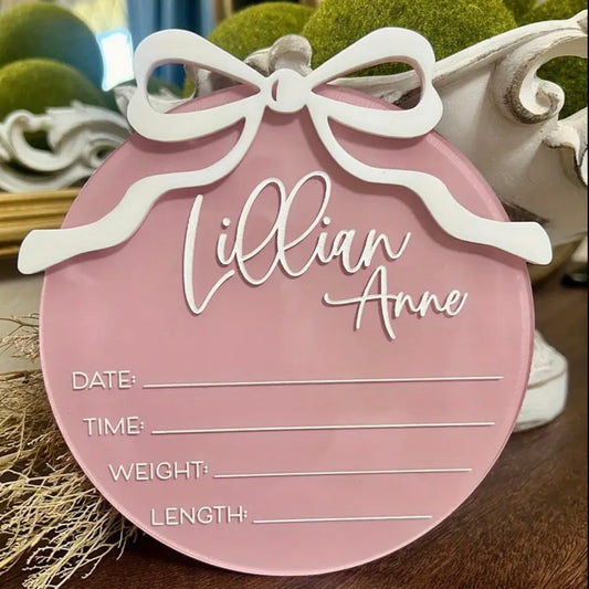 Personalised Bow Tie Birth Announcement Sign