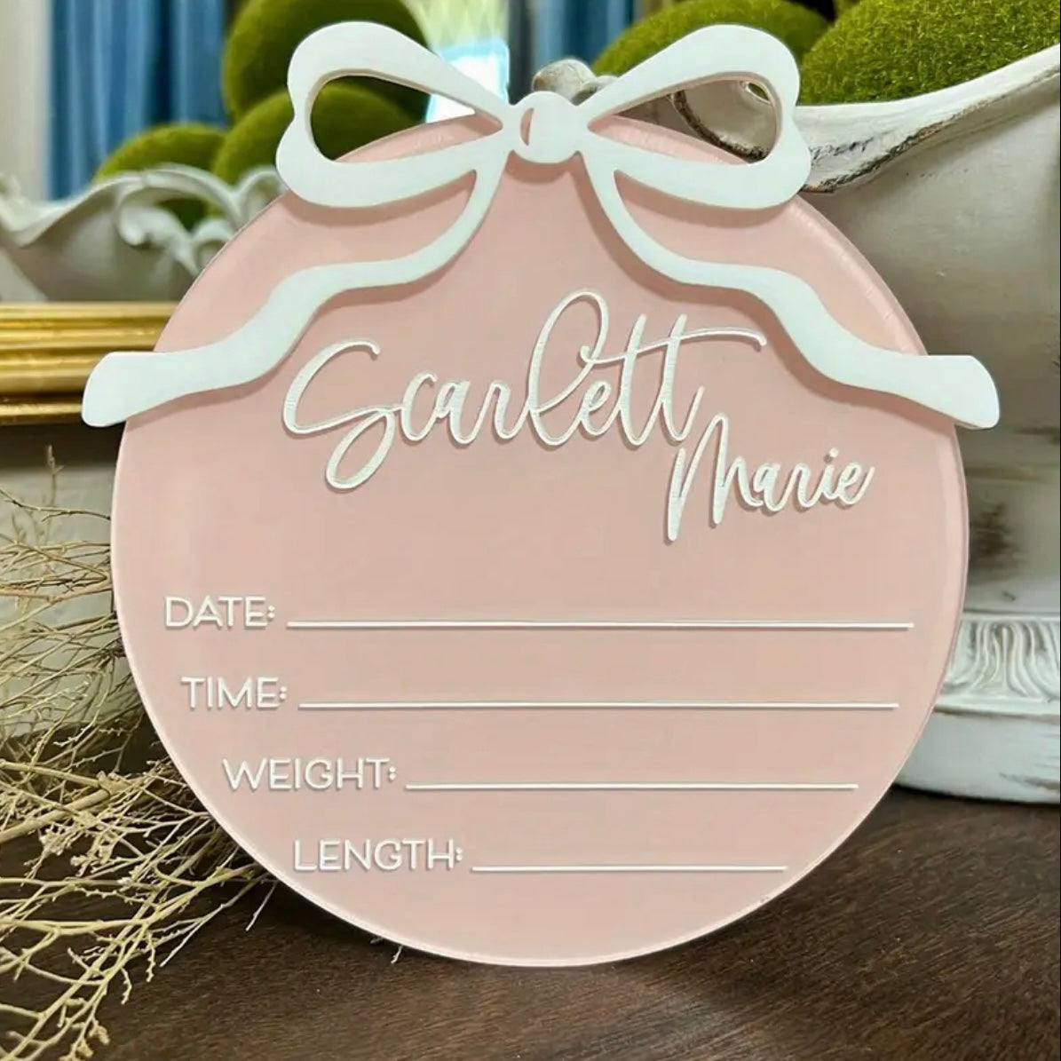 Personalised Bow Tie Birth Announcement Sign